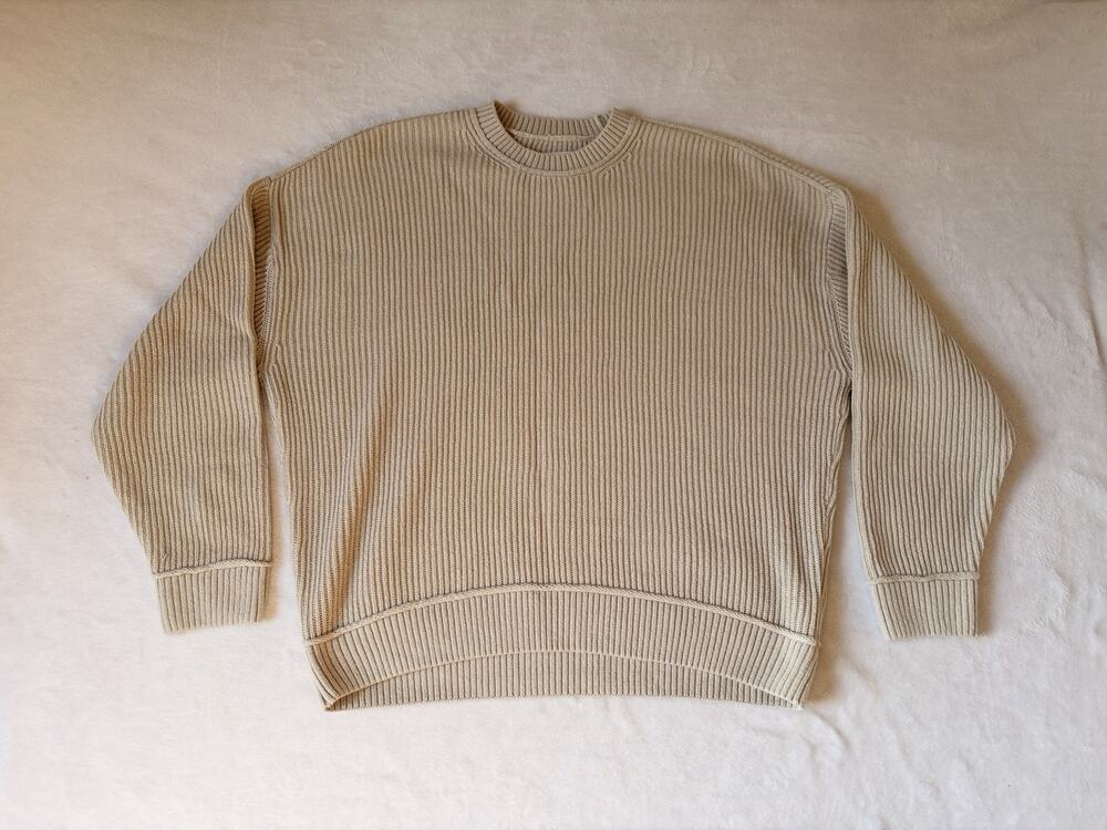 Hollister Beige Boxy Fit Ribbed Knit Sweater Mens Size XXL